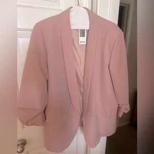Ruched sleeve blazer dusty rose color